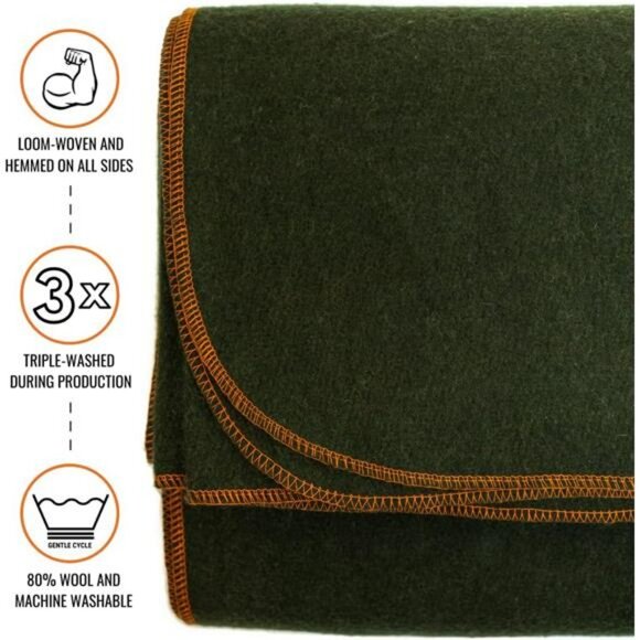 Large Wool Camping Blanket Warm Washable Outdoor Survival Stadium Travel Use - Picture 2 of 7